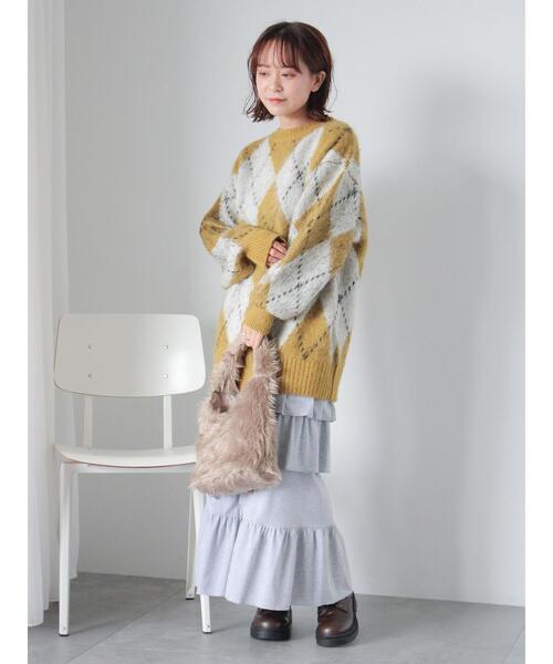 ehka sopo（エヘカソポ）の「アーガイル柄プルオーバー（ニット/セーター・レディース・ブルー/パープル/マスタード/グリーン・F）」の22枚目の写真