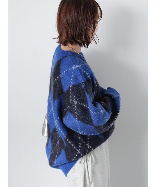 ehka sopo（エヘカソポ）の「アーガイル柄プルオーバー（ニット/セーター・レディース・ブルー/パープル/マスタード/グリーン・F）」の18枚目の写真