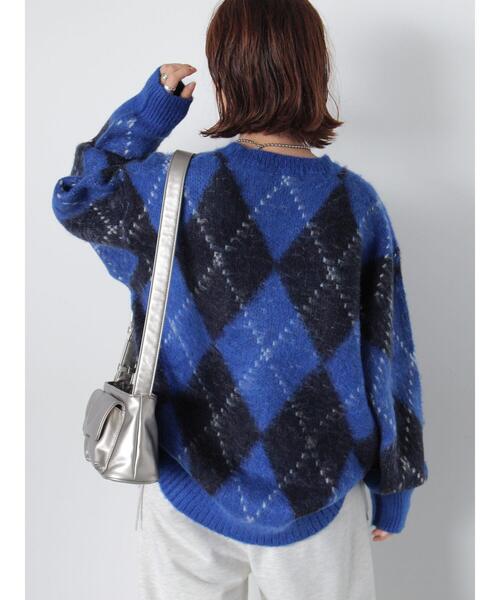 ehka sopo（エヘカソポ）の「アーガイル柄プルオーバー（ニット/セーター・レディース・ブルー/パープル/マスタード/グリーン・F）」の17枚目の写真