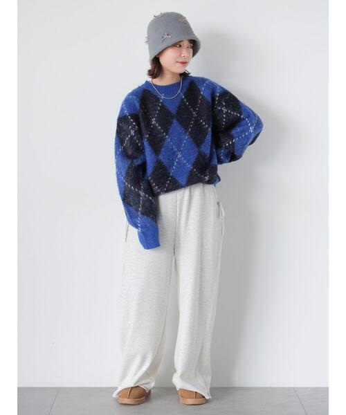 ehka sopo（エヘカソポ）の「アーガイル柄プルオーバー（ニット/セーター・レディース・ブルー/パープル/マスタード/グリーン・F）」の16枚目の写真