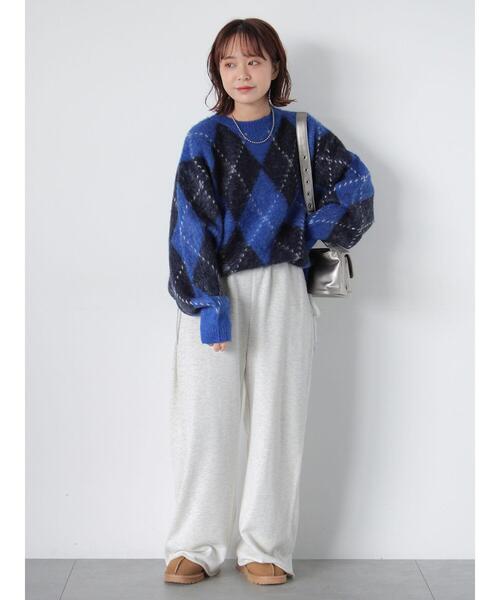 ehka sopo（エヘカソポ）の「アーガイル柄プルオーバー（ニット/セーター・レディース・ブルー/パープル/マスタード/グリーン・F）」の15枚目の写真