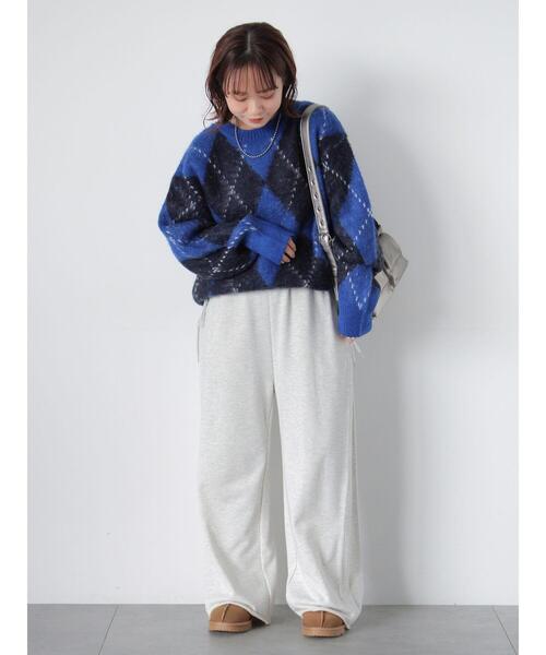 ehka sopo（エヘカソポ）の「アーガイル柄プルオーバー（ニット/セーター・レディース・ブルー/パープル/マスタード/グリーン・F）」の14枚目の写真