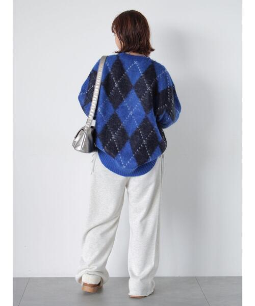 ehka sopo（エヘカソポ）の「アーガイル柄プルオーバー（ニット/セーター・レディース・ブルー/パープル/マスタード/グリーン・F）」の12枚目の写真