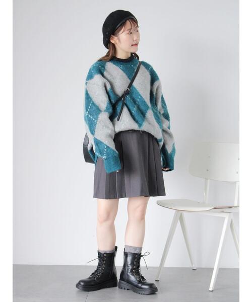 ehka sopo（エヘカソポ）の「アーガイル柄プルオーバー（ニット/セーター・レディース・ブルー/パープル/マスタード/グリーン・F）」の8枚目の写真