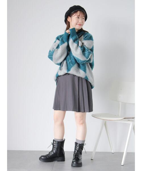 ehka sopo（エヘカソポ）の「アーガイル柄プルオーバー（ニット/セーター・レディース・ブルー/パープル/マスタード/グリーン・F）」の7枚目の写真