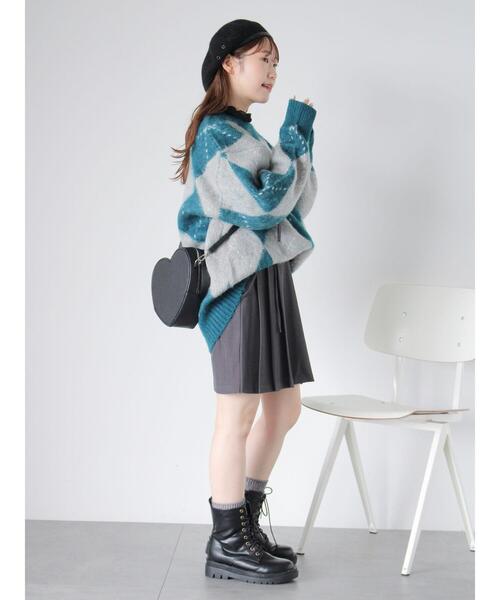 ehka sopo（エヘカソポ）の「アーガイル柄プルオーバー（ニット/セーター・レディース・ブルー/パープル/マスタード/グリーン・F）」の6枚目の写真