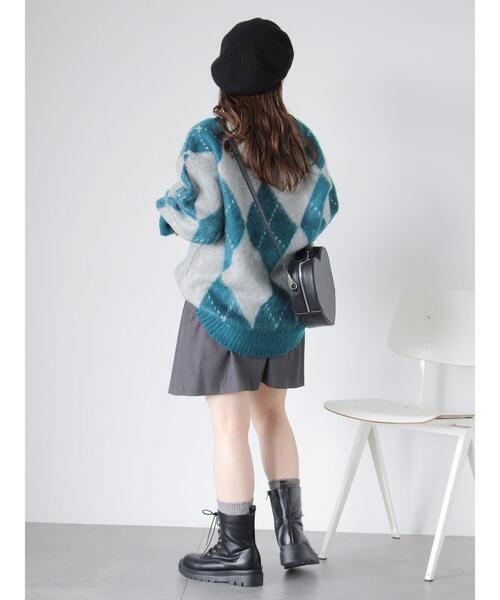 ehka sopo（エヘカソポ）の「アーガイル柄プルオーバー（ニット/セーター・レディース・ブルー/パープル/マスタード/グリーン・F）」の5枚目の写真