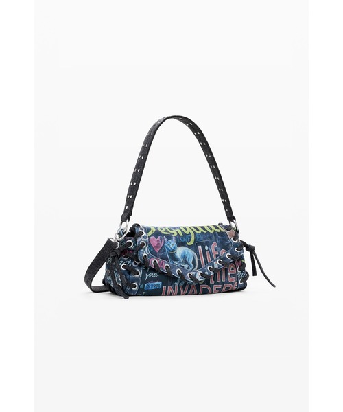 Desigual(デシグアル)の「【SALE対象外】グラフィティデニムショルダー ミニバッグS(ボディバッグ/ウエストポーチ・レディース・マルチ・FREE)」の1枚目の写真