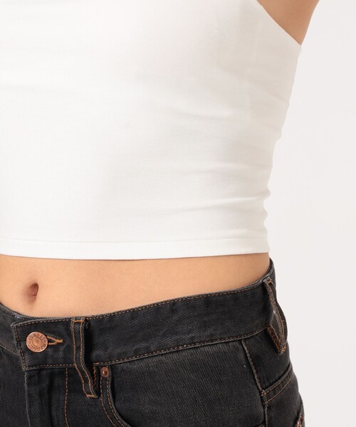 EDITION(エディション)の「レーヨンナイロン クロップド ブラトップ(キャミソール・レディース・ホワイト/ブラック・36/34)」の6枚目の写真