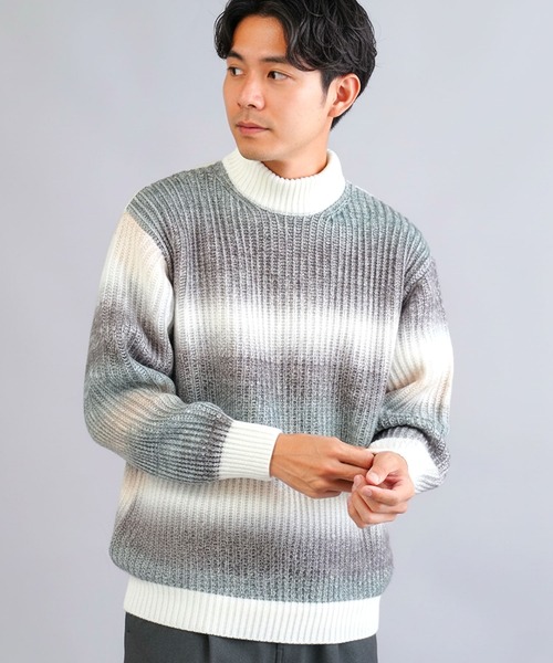jiggys shop(ジギーズショップ)の「グラデーション畦編みモックネックニットセーター(ニット/セーター・メンズ・ブラックミックス/ブラウン系その他・X-LARGE/LARGE/MEDIUM)」の2枚目の写真