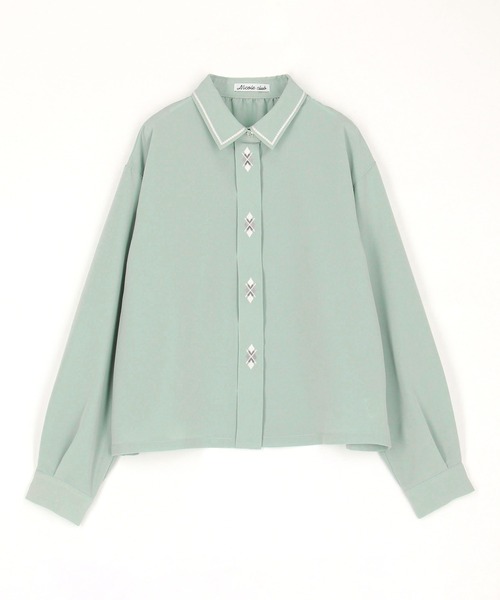 theory 20AW ウォッシャブル　比翼シャツ　シャツブラウス　ベージュ バイカラーブラウス／7分袖／レギュラーカラー／ウォッシャブル