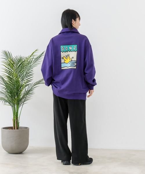 ヴェルサス VERSUS ロゴ バイカラー アパレル 長袖 トップス トレーナー ナイロン ブラック 美品 GW SALE】スタジャンワッペン風クルーネックスウェット|VALLEY APPAREL