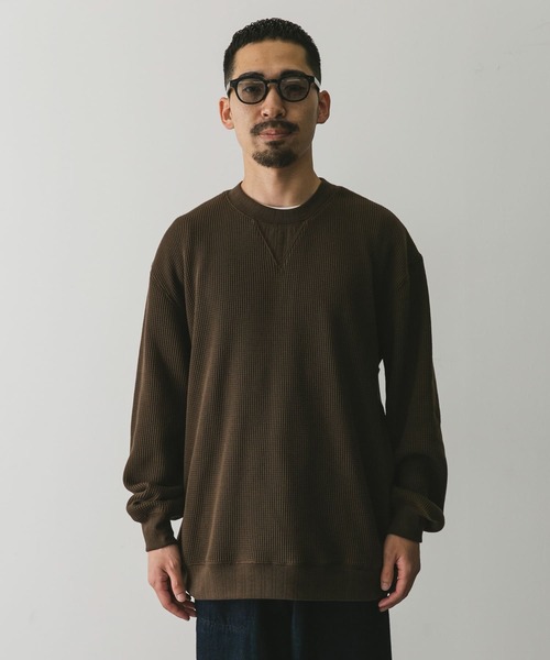 URBAN RESEARCH DOORS(アーバンリサーチドアーズ)の「『XLサイズ/WEB限定』『UR TECH』裏起毛ワッフルロングスリーブTシャツ(Tシャツ/カットソー・メンズ・ホワイト/ブラウン/ネイビー/ホワイト系その他・MEDIUM/LARGE/X-LARGE)」の8枚目の写真