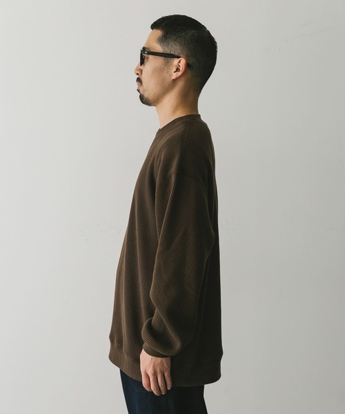 URBAN RESEARCH DOORS(アーバンリサーチドアーズ)の「『XLサイズ/WEB限定』『UR TECH』裏起毛ワッフルロングスリーブTシャツ(Tシャツ/カットソー・メンズ・ホワイト/ブラウン/ネイビー/ホワイト系その他・MEDIUM/LARGE/X-LARGE)」の9枚目の写真