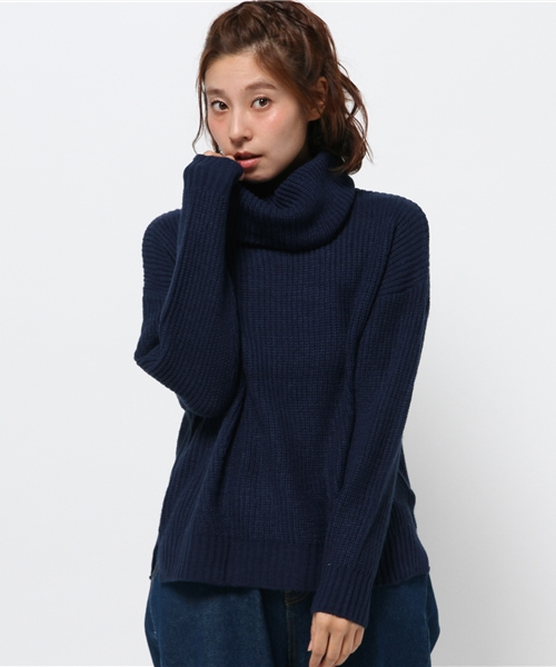 earth music&ecology（アースミュージックアンドエコロジー）の「【10カラー】ドロップショルダータートルプルオーバー（ニット/セーター・レディース・アイボリー/DK.Gray/ブラック/カーキ/ネイビー/ダークブルー/ワインレッド/キャメル/モスグリーン/LT.Gray・FREE）」の22枚目の写真