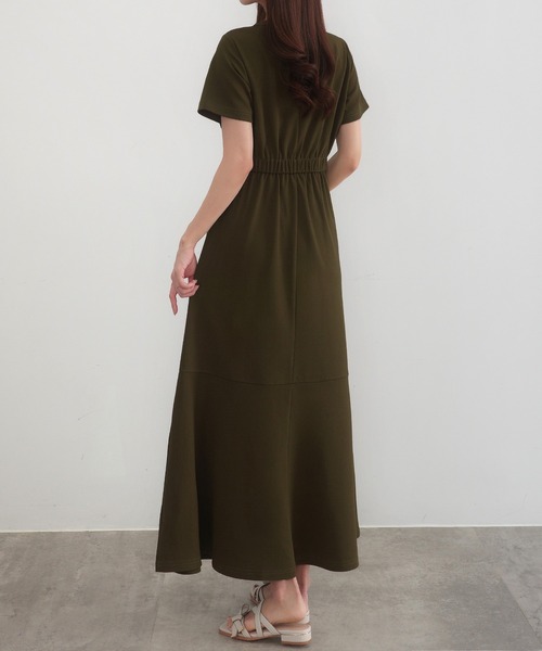 ロング丈 デザイン ワンピース ドレス キーネック 切替 タック入 楽天市場】キーネック ワンピース レディース 春 夏 秋 冬 長袖