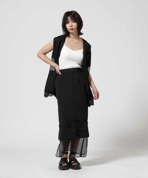 UN3D.（アンスリード）の「UN3D./アンスリード/SHEER LAYERED VEST/シアーレイヤードベスト（ベスト・レディース・ベージュ/ブラック・36）」の20枚目の写真