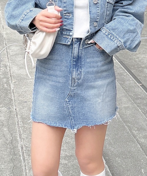 INGNI（イング）の「カットオフデニムスカート（デニムスカート・レディース・ブルー系その他/ブルー系その他3/グレー・FREE）」の3枚目の写真