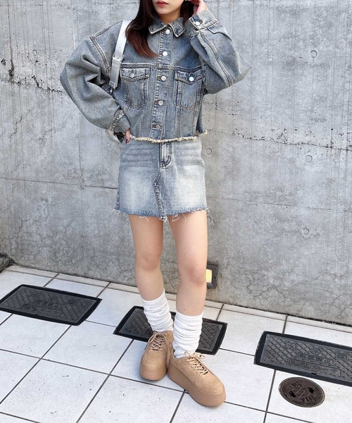 INGNI（イング）の「カットオフデニムスカート（デニムスカート・レディース・ブルー系その他/ブルー系その他3/グレー・FREE）」の4枚目の写真