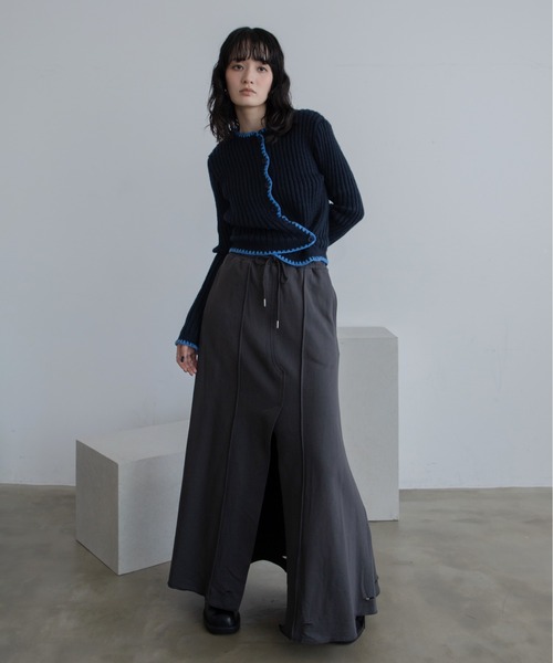 VACANCY（ヴァカンシー）の「配色ステッチニットカーディガン/新色追加（カーディガン/ボレロ・レディース・ブルー/ネイビー/ボルドー/グレー/ブラック/イエロー・FREE）」の21枚目の写真