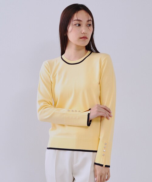 OPAQUE.CLIP（オペークドットクリップ）の「配色ラインニット/アンサンブル対応【洗濯機洗い可】（ニット/セーター・レディース・ネイビー/イエロー系その他/ライトベージュ・36/38/40/42）」の17枚目の写真