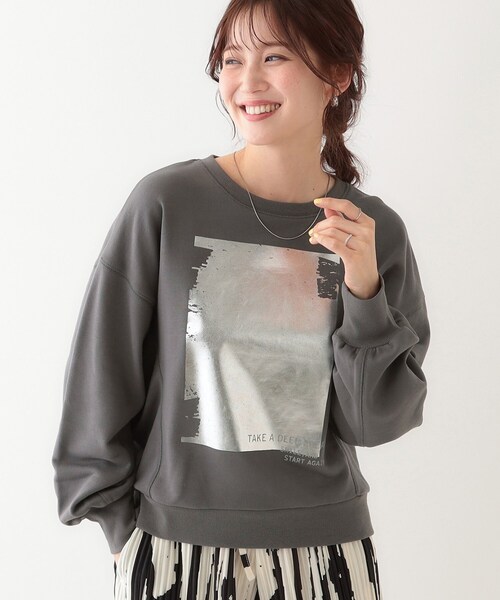 Cutie Blonde(キューティーブロンド)の「【洗える/S-LL】選べる6柄 ドルマンスウェット(スウェット・レディース・グレー系/ネイビー系/ライトグレー系1/チャコールグレー/チャコール/ホワイト系4・01/02/03/04)」の4枚目の写真