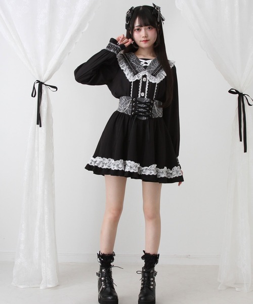 DearMyLove(ディアマイラブ)の「角襟クモレーススタッズブラウス(シャツ/ブラウス・レディース・ブラック×ホワイト/ホワイト/ボルドー/ブラック・MEDIUM/LARGE/LL/3L)」の11枚目の写真