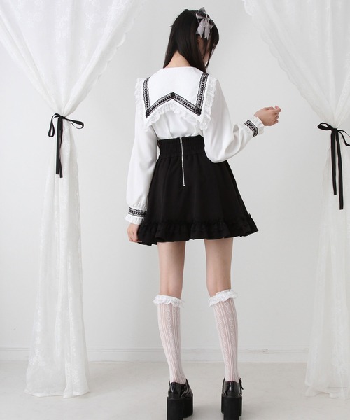 DearMyLove(ディアマイラブ)の「角襟クモレーススタッズブラウス(シャツ/ブラウス・レディース・ブラック×ホワイト/ホワイト/ボルドー/ブラック・MEDIUM/LARGE/LL/3L)」の17枚目の写真