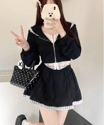 WEGO/【セットアップ】レーススウェットショート丈＆フリルミニスカート