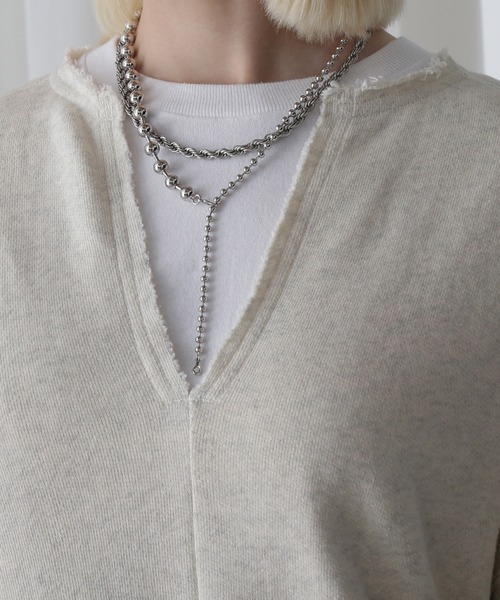ROSE BUD(ローズバッド)の「(CREOLME)キーネックオーバースウェット(スウェット・レディース・ベージュ/ネイビー・ONE SIZE)」の9枚目の写真