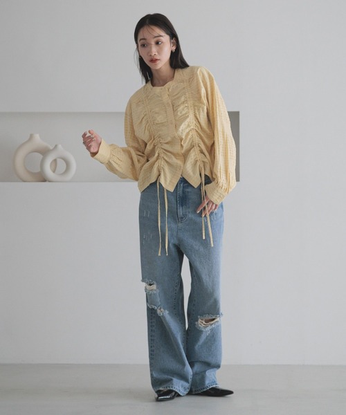 そるてぃー セール】フロントシャーリングブラウス 289804（Tシャツ