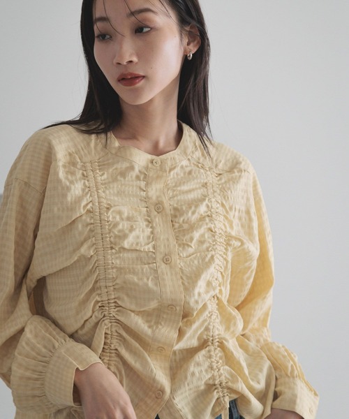 そるてぃー セール】フロントシャーリングブラウス 289804（Tシャツ