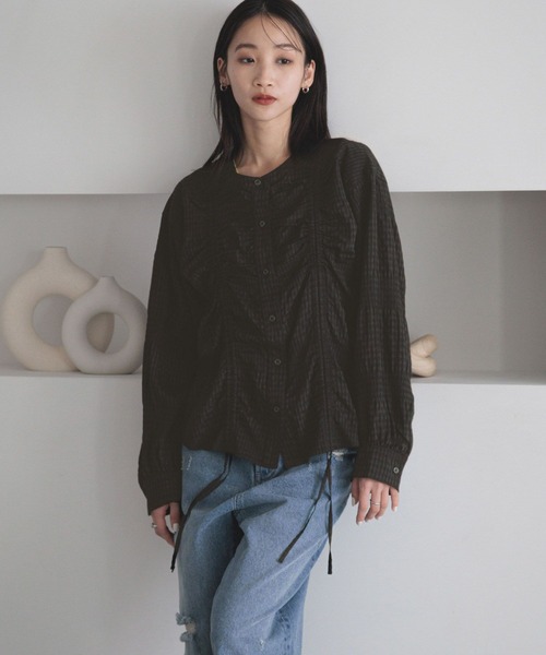 LOWRYS FARM（ローリーズファーム）の「フロントシャーリングブラウス　 289804（Tシャツ/カットソー・レディース・ホワイト/イエロー/ブラック・FREE）」の15枚目の写真