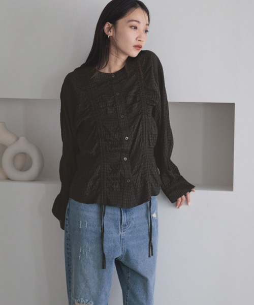 LOWRYS FARM（ローリーズファーム）の「フロントシャーリングブラウス　 289804（Tシャツ/カットソー・レディース・ホワイト/イエロー/ブラック・FREE）」の16枚目の写真