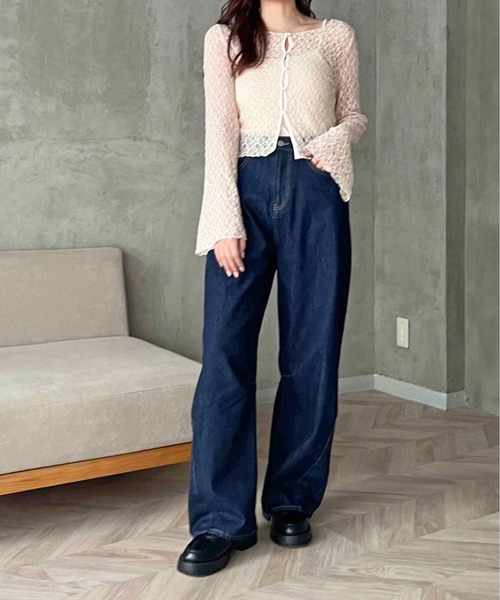 apres jour clair（アプレジュールクレア）の「【apres jour clair】カーブデニムパンツ（デニムパンツ・レディース・ブルー系その他/インディゴブルー・LARGE/MEDIUM/SMALL）」の4枚目の写真