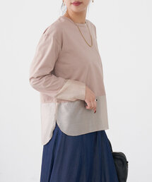 【ご好評の為再入荷!】裾袖口切替シアーカットソー