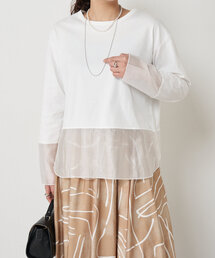 Jena espace merveilleux | 【ご好評の為再入荷！】裾袖口切替シアーカットソー(Tシャツ/カットソー)
