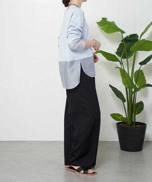 Jena espace merveilleux（ジェナ　エスパスメルヴェイユ）の「【ご好評の為再入荷！】裾袖口切替シアーカットソー（Tシャツ/カットソー・レディース・オフホワイト/ブラック/ベージュ/ブルー系その他・FREE）」の5枚目の写真