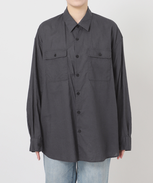 Spick & Span（スピックアンドスパン）の「手洗い可 / コットンリネンユーティリティーシャツ（シャツ/ブラウス・レディース・チャコールグレー/ホワイト系その他/ベージュ/カーキ・FREE）」の7枚目の写真