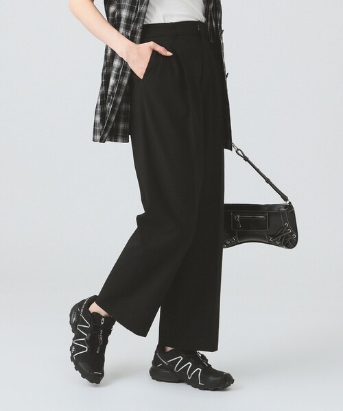 BEAMS 黒 レザー ストレートパンツ BEAMS Leather Pants (Pants BEAMS Casual Pants) for sale | BEAMS