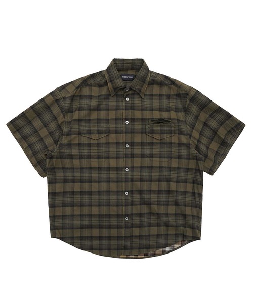 MASONPRINCEツーカラー半袖メンズ ルーズ レトロ Tシャツ セール】オーバーサイズ レトロチェック柄 半袖シャツ DCS2045