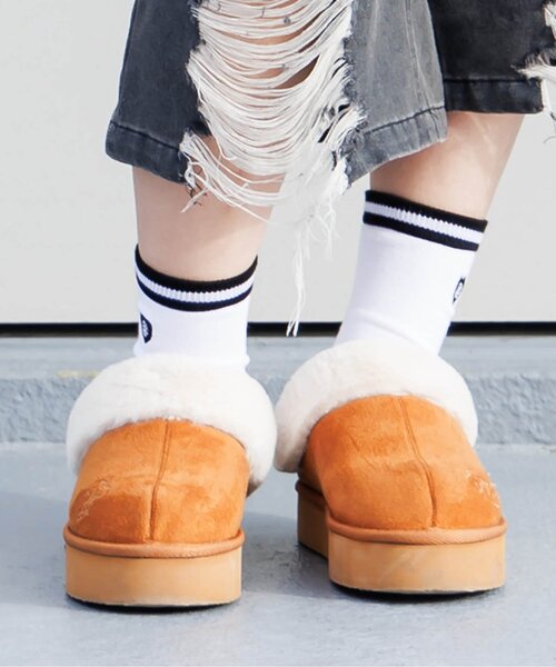 algy（アルジー）の「【抗菌防臭】ハートロゴクルーソックス（ソックス/靴下・キッズ・ライム/オレンジ/サックスブルー/ブラック/オフホワイト/レッド/グリーン・24/21）」の2枚目の写真