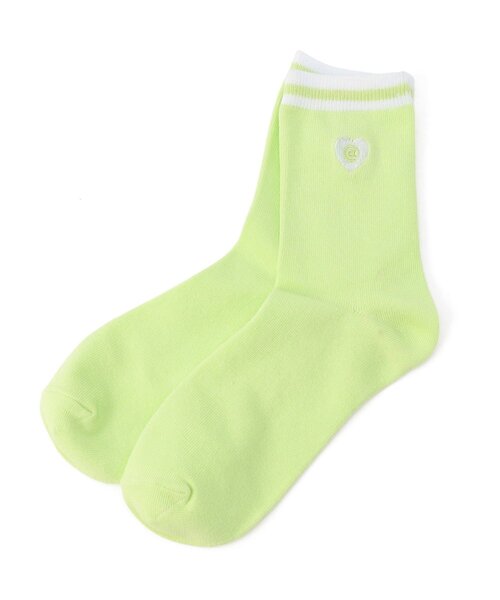 algy（アルジー）の「【抗菌防臭】ハートロゴクルーソックス（ソックス/靴下・キッズ・ライム/オレンジ/サックスブルー/ブラック/オフホワイト/レッド/グリーン・24/21）」の3枚目の写真