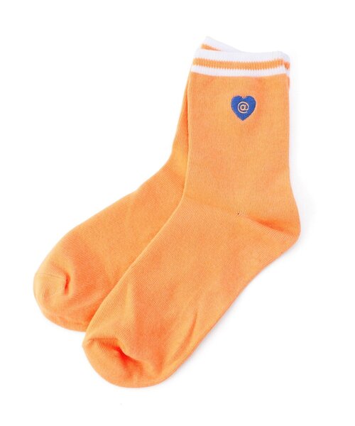 algy（アルジー）の「【抗菌防臭】ハートロゴクルーソックス（ソックス/靴下・キッズ・ライム/オレンジ/サックスブルー/ブラック/オフホワイト/レッド/グリーン・24/21）」の7枚目の写真