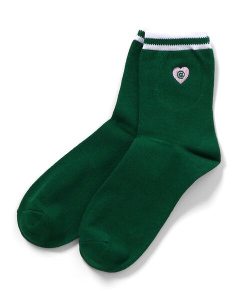 algy（アルジー）の「【抗菌防臭】ハートロゴクルーソックス（ソックス/靴下・キッズ・ライム/オレンジ/サックスブルー/ブラック/オフホワイト/レッド/グリーン・24/21）」の4枚目の写真