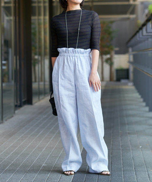 セール】IENA LA BOUCLE 総針針抜きボーダー半袖プルオーバー