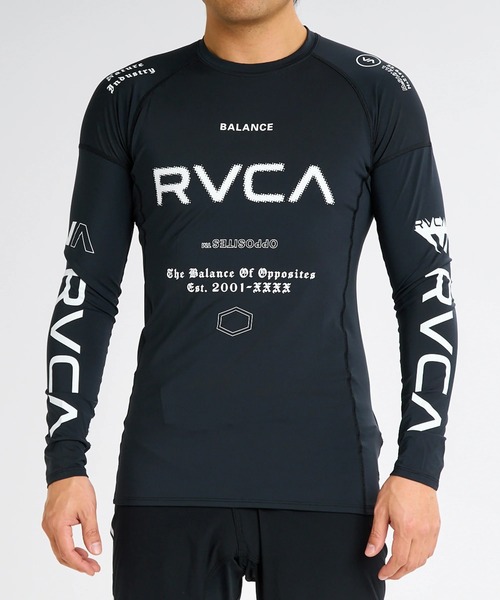 RVCA（ルーカ）の「RVCA メンズ 【VA SPORT】 SPORT RASHGUARD LS 長袖ラッシュガード 【2025年春夏モデル】/ルーカロゴ長袖ラグランスリーブラッシュガード(水着)（ラッシュガード・メンズ・ブラック×ホワイト/ブラック・X-LARGE/LARGE/MEDIUM/SMALL）」の2枚目の写真