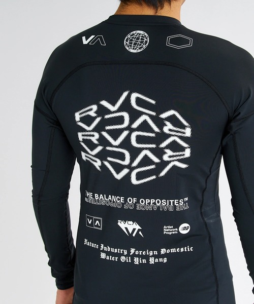 RVCA（ルーカ）の「RVCA メンズ 【VA SPORT】 SPORT RASHGUARD LS 長袖ラッシュガード 【2025年春夏モデル】/ルーカロゴ長袖ラグランスリーブラッシュガード(水着)（ラッシュガード・メンズ・ブラック×ホワイト/ブラック・X-LARGE/LARGE/MEDIUM/SMALL）」の8枚目の写真