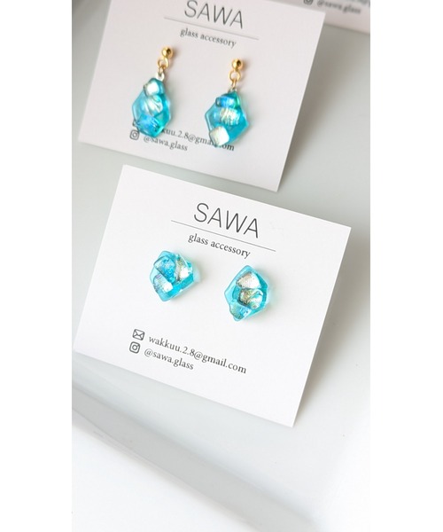 tone(トーン)の「【sawa】ガラスの粒ピアス(MA)(ピアス(両耳用)・レディース・ターコイズブルー/ブルー・FREE)」の8枚目の写真