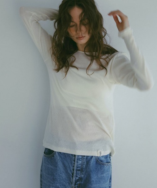 ETRE TOKYO（エトレトウキョウ）の「DEPENDREシアーロンTee（Tシャツ/カットソー・レディース・グレー/アイボリー/ブラック/ホワイト・FREE）」の2枚目の写真